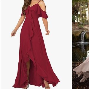 Cold shoulder evening gown